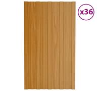 vidaXL Panneaux de toiture 36 pcs Acier galvanisé Bois clair 80x45 cm 317208