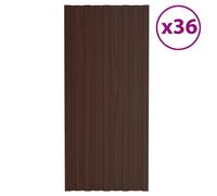 Vidaxl Panneaux De Toiture 36 Pcs Acier Galvanisé Marron 100x45 Cm