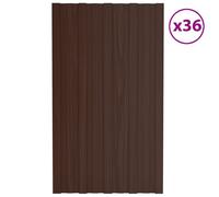 Vidaxl Panneaux De Toiture 36 Pcs Acier Galvanisé Marron 80x45 Cm