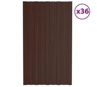 vidaXL Panneaux de toiture 36 pcs Acier galvanisé Marron 80x45 cm 317206