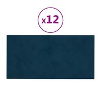 vidaXL Panneaux muraux 12 pcs Bleu 30x15 cm Velours 0,54 m²
