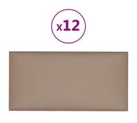 Panneaux muraux 12 pcs Cappuccino 30x15 cm Similicuir 0,54 m² 343775