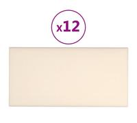 vidaXL Panneaux muraux 12 pcs Crème 30x15 cm Velours 0,54 m²