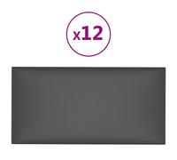 vidaXL Panneaux muraux 12 pcs Gris 30x15 cm Similicuir 0,54 m²