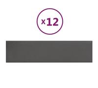 vidaXL Panneaux muraux 12 pcs Gris 60x15 cm Similicuir 1,08 m²