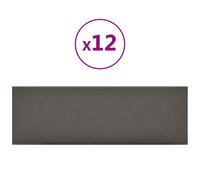 vidaXL Lot de 12 panneaux muraux en cuir synthétique Gris 90 x 30 cm 3,24 m²