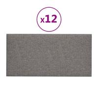 vidaXL Panneaux muraux 12 pcs Gris clair 30x15 cm Tissu 0,54 m²