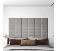 vidaXL Panneaux muraux 12 pcs Gris clair 30x15 cm Tissu 0,54 m² 343761