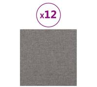 vidaXL Panneaux muraux 12 pcs Gris clair 30x30 cm Tissu 1,08 m²