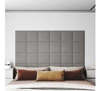 vidaXL Panneaux muraux 12 pcs Gris clair 30x30 cm Tissu 1,08 m² 343789
