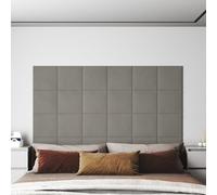 vidaXL Panneaux muraux 12 pcs Gris clair 30x30 cm Velours 1,08 m²