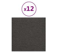vidaXL Panneaux muraux 12 pcs Gris foncé 30x30 cm Tissu 1,08 m²