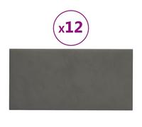 Vidaxl Panneaux Muraux 12 Pcs Gris Foncé 60x30 Cm Velours 2,16 M²