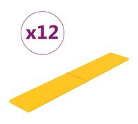 vidaXL Panneaux muraux 12 pcs Jaune 90x15 cm Velours 1,62 m²