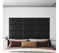 vidaXL Panneaux muraux 12 pcs Noir 60x30 cm Similicuir 2,16 m²