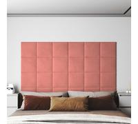 vidaXL Panneaux muraux 12 pcs Rose 30x30 cm Velours 1,08 m²