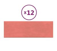 Vidaxl Panneaux Muraux 12 Pcs Rose 90x30 Cm Velours 3,24 M²
