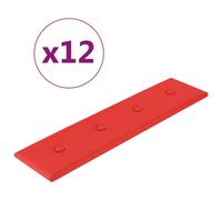 vidaXL Panneaux muraux 12 pcs Rouge 60x15 cm Similicuir 1,08 m²