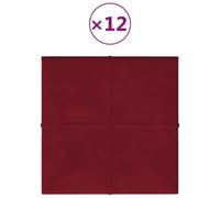 vidaXL Panneaux muraux 12 pcs Rouge bordeaux 30x30 cm Velours 1,08 m²