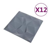 Vidaxl Panneaux Muraux 3d 12 Pcs 50x50 Cm Gris Diamant 3 M² Gris