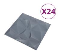 Panneaux Muraux 3D 24 pcs, Autocollants Muraux, Papiers Peints, Revêtements Muraux, Décoration de Salon, 50x50 cm Gris Diamant 6 m²