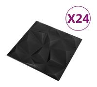 Vidaxl Panneaux Muraux 3d 24 Pcs 50x50 Cm Noir Diamant 6 M² Noir