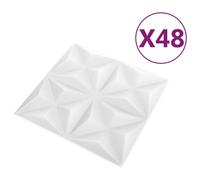 Vidaxl Panneaux Muraux 3d 48 Pcs 50x50 Cm Blanc Origami 12 M² Blanc