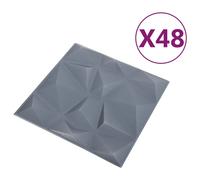 Vidaxl Panneaux Muraux 3d 48 Pcs 50x50 Cm Gris Diamant 12 M² Gris