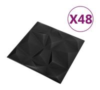 Vidaxl Panneaux Muraux 3d 48 Pcs 50x50 Cm Noir Diamant 12 M² Noir