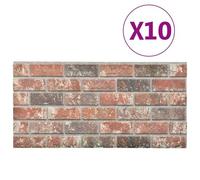 Vidaxl Panneaux Muraux 3d Design De Brique Marron Foncé/Gris 10pcs Eps Marron