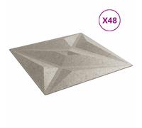vidaXL Lot de 48 panneaux muraux en forme d'étoile - Béton - 50 x 50 cm - Mousse XPS - Décoration de chambre à coucher - Panneaux muraux modernes - Fonction 3D - Facile à nettoyer - Design