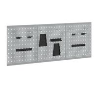 vidaXL Panneaux perforés - Pack de 3 avec 15 Accessoires, Gris, 50x60 cm, Acier