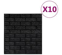 vidaXL Papier peint 3D autoadhésif Briques 10 pcs Noir