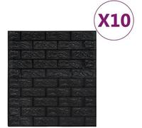vidaXL Papier peint 3D autoadhésif Briques 10 pcs Noir