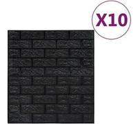 vidaXL Papier peint 3D autoadhésif Briques 10 pcs Noir Noir G