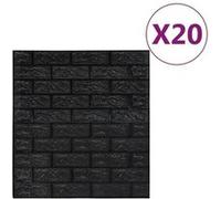 Papier peint 3D autoadhésif Briques 20 pcs Noir