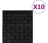 vidaXL Papier peint 3D brique Auto-collant 10 pcs. noir