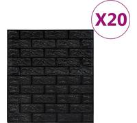 vidaXL Papier peint 3D brique Auto-collant 20 pcs. noir