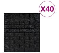 vidaXL Papier peint 3D brique Auto-collant 40 pcs. noir