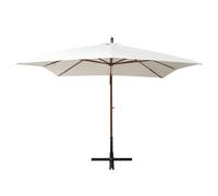 vidaXL Parapluie 300x300 cm Mât en bois blanc