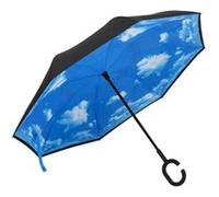 Parapluie à Poignée en C Noir 108 cm Coupe-vent Réversible Marche vidaXL