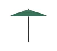 vidaXL Parasol de jardin 3 niveaux, mât en aluminium, 2,5 m, vert