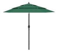 vidaXL Parasol de jardin 3 niveaux, mât en aluminium, 2,5 m, vert