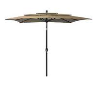 vidaXL Parasol à 3 niveaux avec mât en aluminium Taupe 2,5x2,5 m