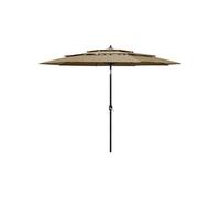 vidaXL Parasol 3-laags met aluminium paal 3 m taupe313871