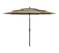 vidaXL Parasol 3-laags met aluminium paal 3 m taupe313871 Taupe G