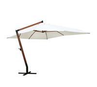 vidaXL Parasol 300 x 400 cm rectangulaire toile polyester mât bois Blanc