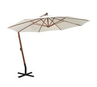 vidaXL Parasol 350 cm Poteau de bois Blanc
