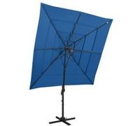 Vidaxl Parasol À 4 Niveaux Avec M?T En Aluminium Bleu Azuré 250x250 Cm Bleu
