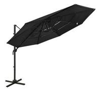 Vidaxl Parasol À 4 Niveaux Avec Mât En Aluminium Noir 3x3 M Noir